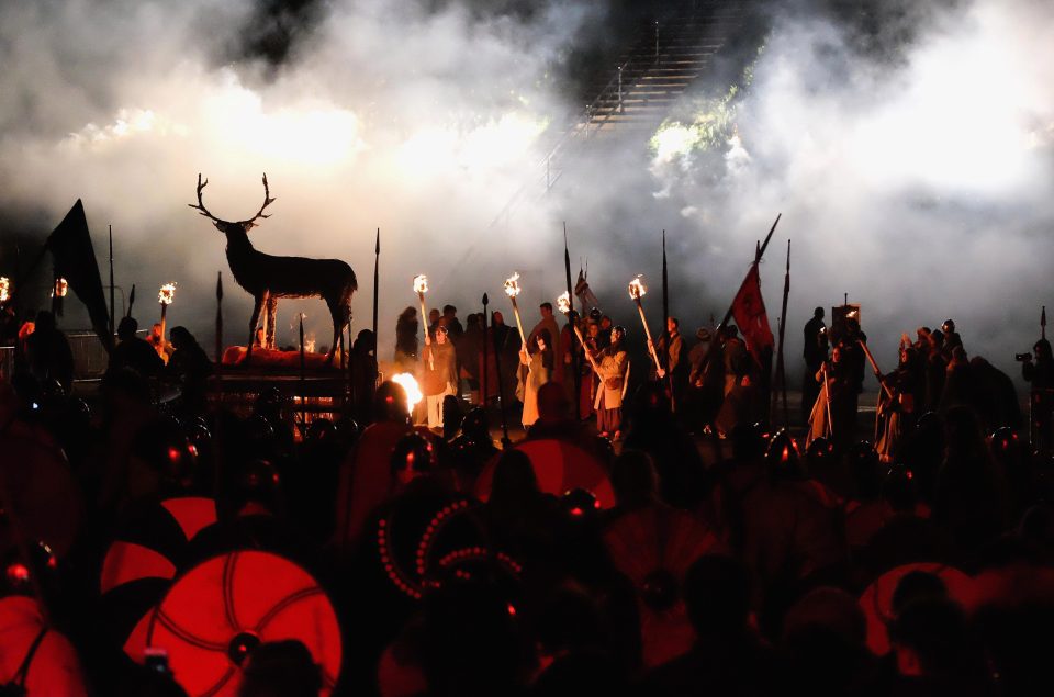 Ceremonial deer in re-enactment  at the reimagined Jorvik Viking Centre in York