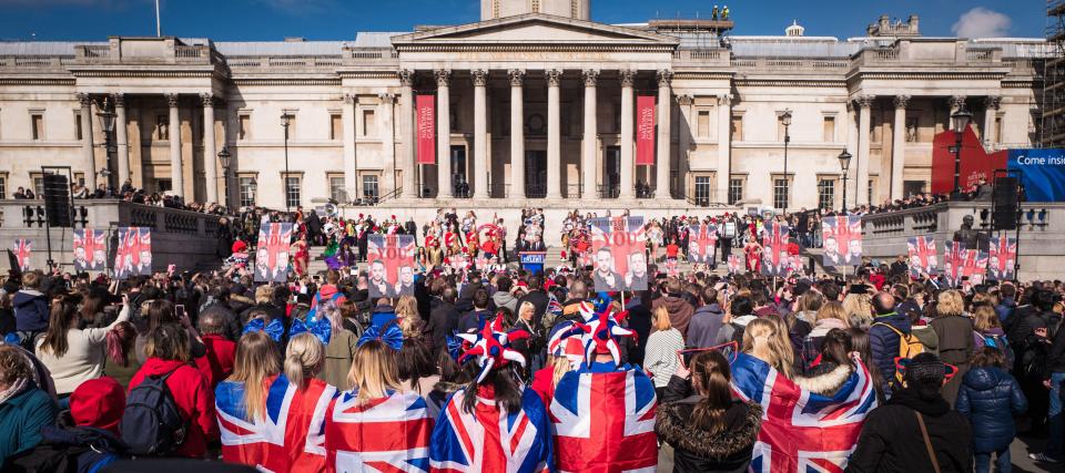  With the famous London location a sea of red, white and blue, the pair make a ministerial speech fit to win any election