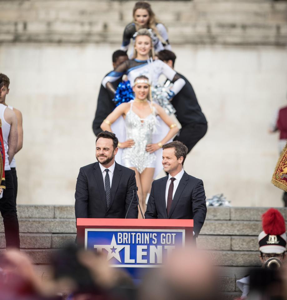  The show's head judge mischievously claims he's the thing in Britain that everybody loves as the Geordie duo address the isles from behind a podium in Trafalgar Square