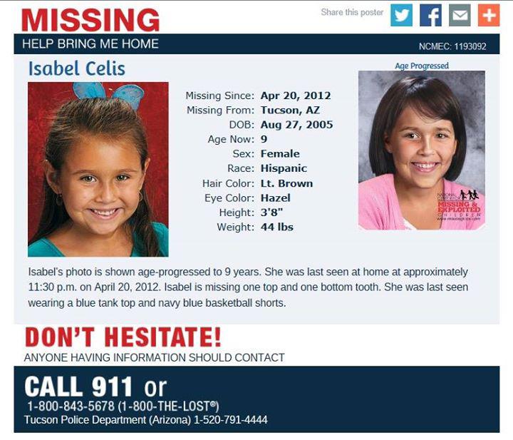  The missing poster for nine-year-old Isabel when she first disappeared