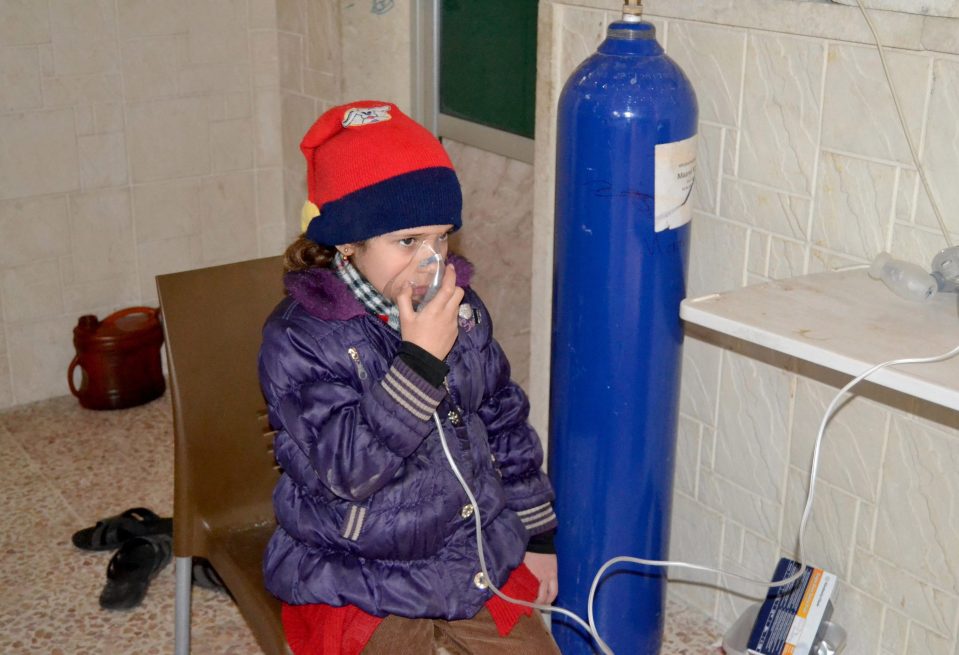 One little girl was given an oxygen mask by paramedics