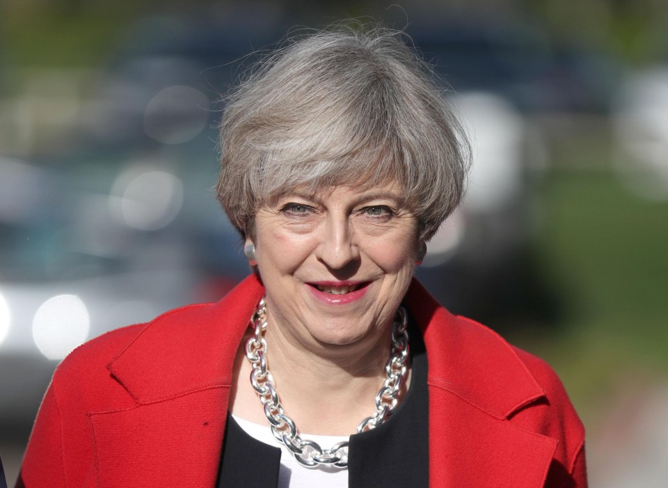 Theresa May arriving in Calverton to launch the Tory election campaign