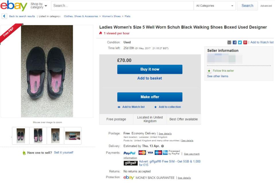  Black well-worn Schuh walking shoes are on sale for £70