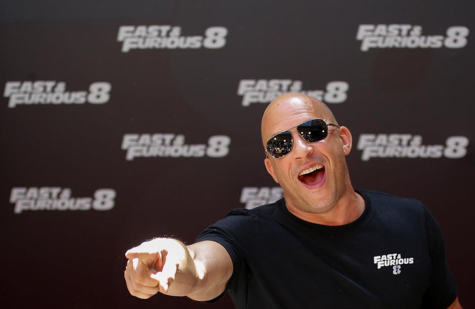  Vin Diesel was in playful mood when he was handed the chance for a kickabout