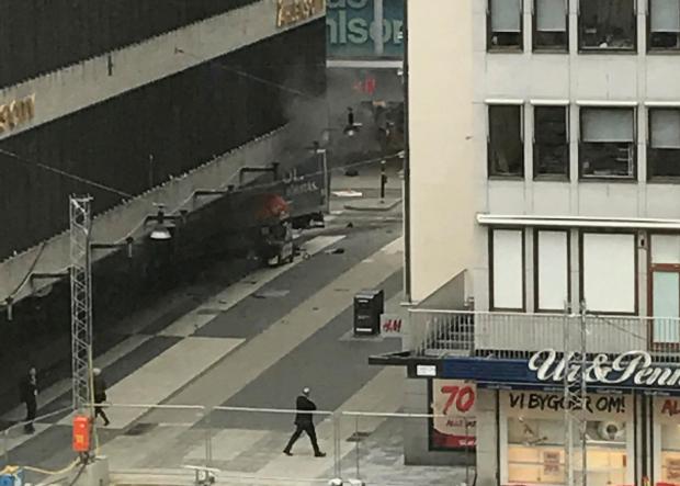 Thick black smoke could be seen rising from the scene of the smash in the Swedish capital