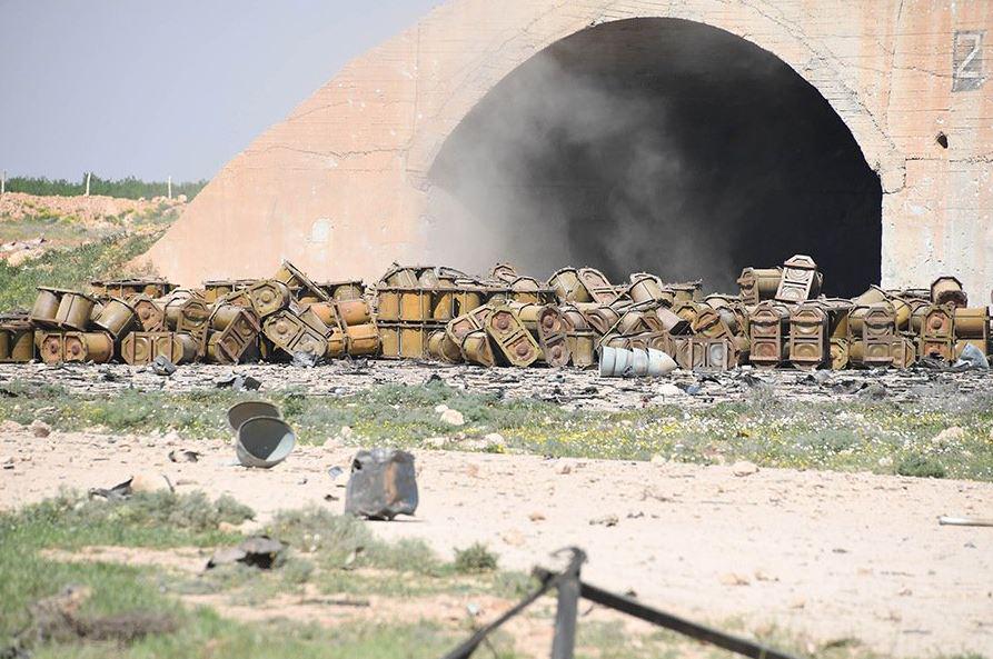  Pictures taken from the Shayrat air base appear to show chemical weapons containers