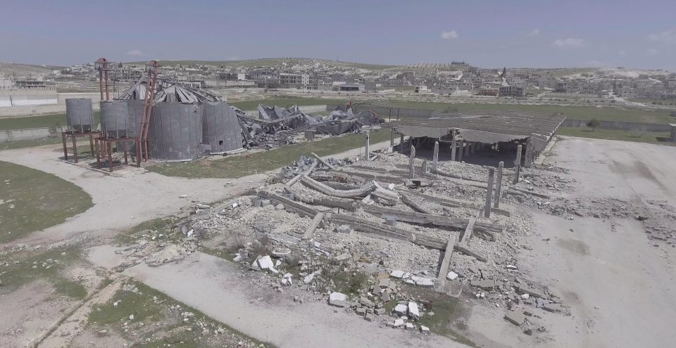  The damaged cereals silo in Idlib, after Assad regime's suspected chemical attack there