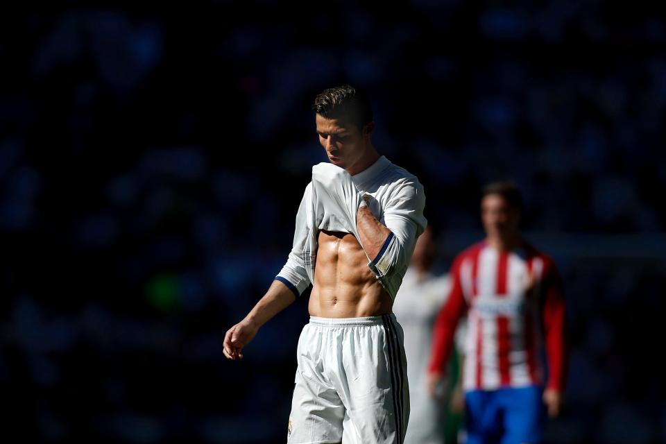  Real Madrid's Cristiano Ronaldo looks annoyed at two points dropped for his side