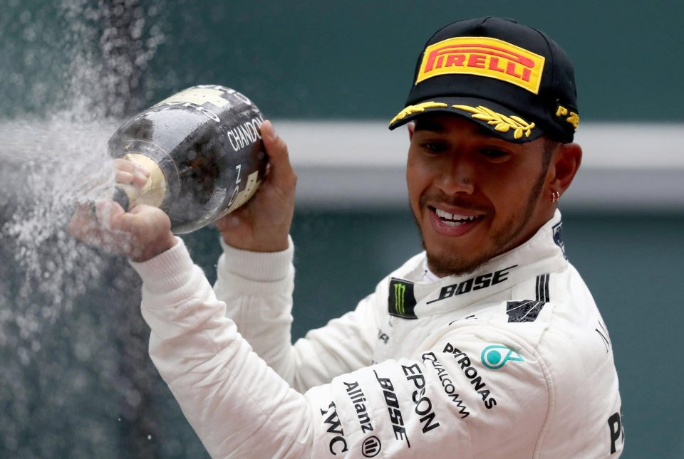  Lewis Hamilton celebrates after winning the Chinese Grand Prix in Shanghai