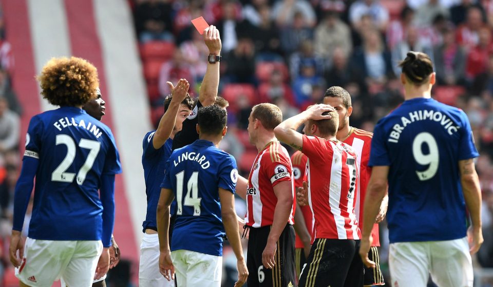 Just two minutes before half-time, Sebastian Larsson was shown a straight red card by the referee