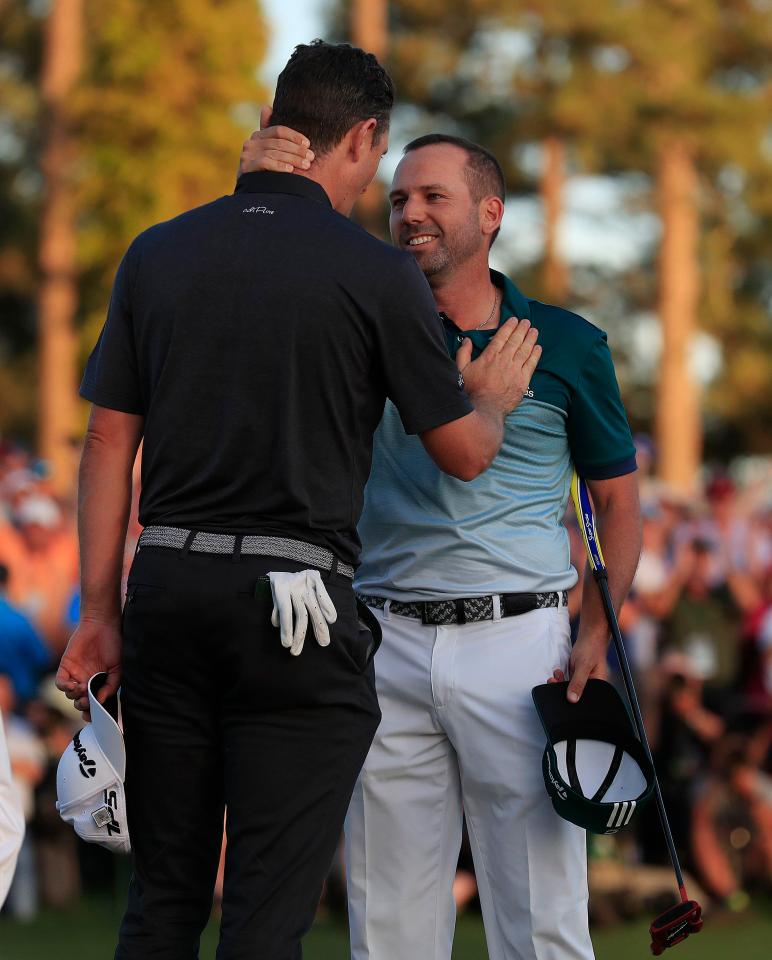  Justin Rose congratulates his Ryder Cup pal Sergio Garcia after their epic duel