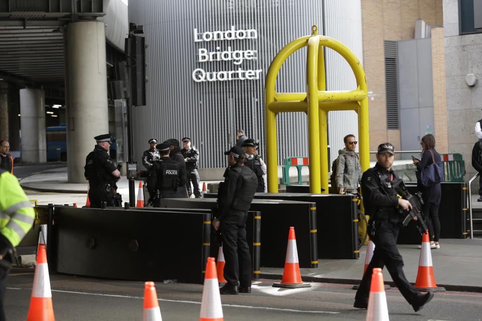 Road blocks and armed police officers were lining the streets ahead of the service