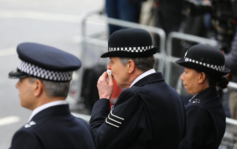 Thousands of police officers lined the streets around Southwark Cathedral