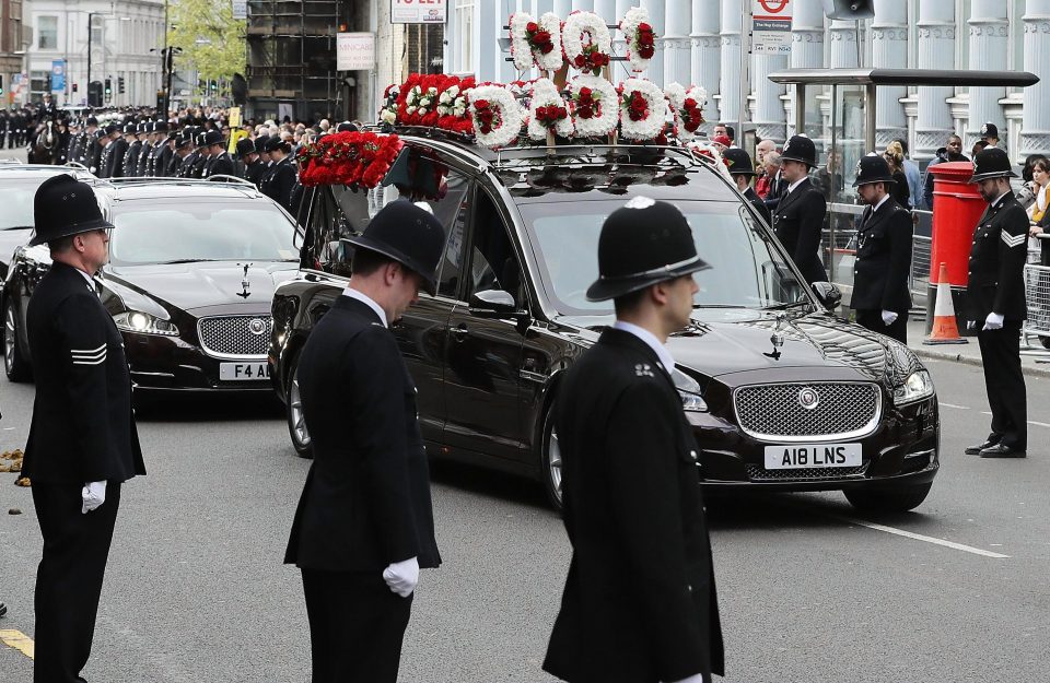 Thousands of police officers lined the streets around Southwark Cathedral