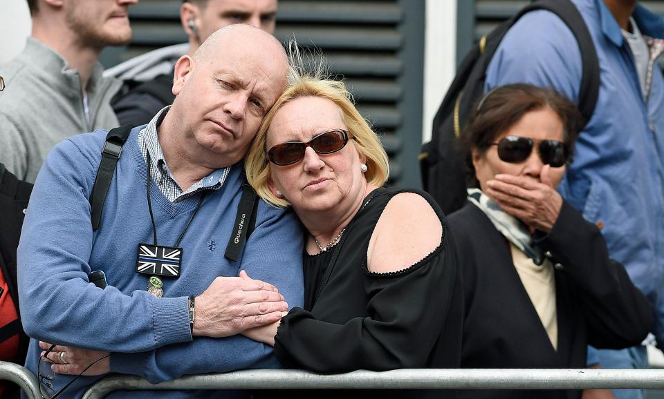 Mourners joined officers to pay their respects to PC Palmer