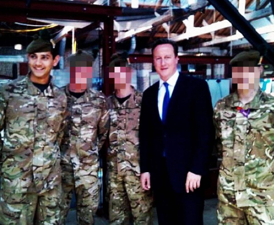  The SAS hopeful, pictured with former Prime Minister David Cameron, was based in Edinburgh about 130 miles from Alice