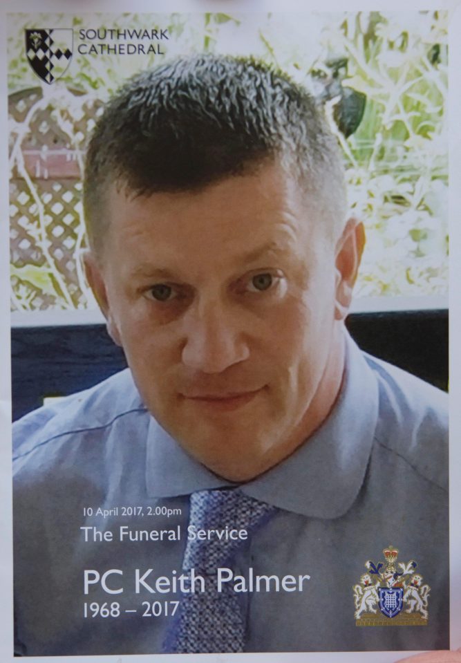 PC Keith Palmer's funeral service leaflet handed to mourners 