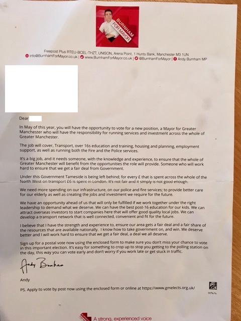 The Labour MP’s campaign team sent a letter to a woman who died eight years ago asking her to vote for him