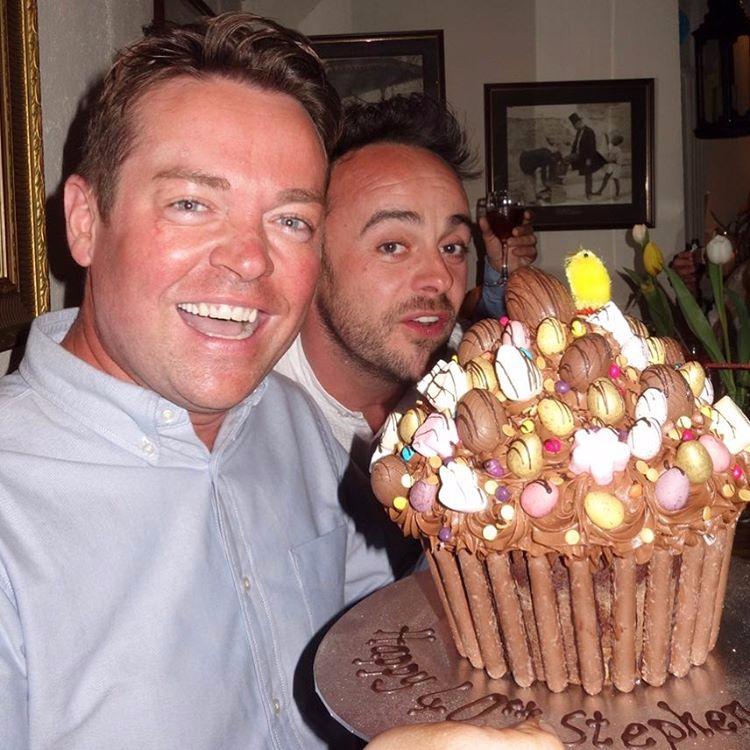  The presenter looked to be having a blast as he was treated to a lavish Easter egg chocolate cake by his famous friends