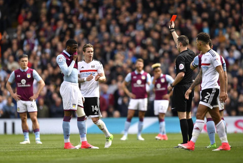  Jonathan Kodjia sent off for clash with Ryan Fredericks