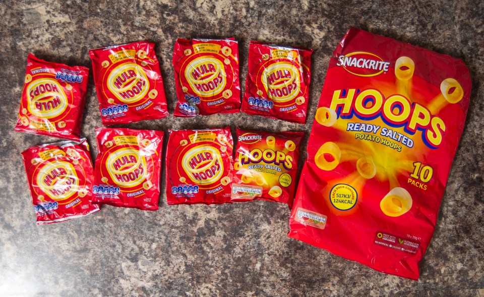 'Oops . . . The dad-of-two found ten packets of KP Hula Hoops in the 99p budget multipack 