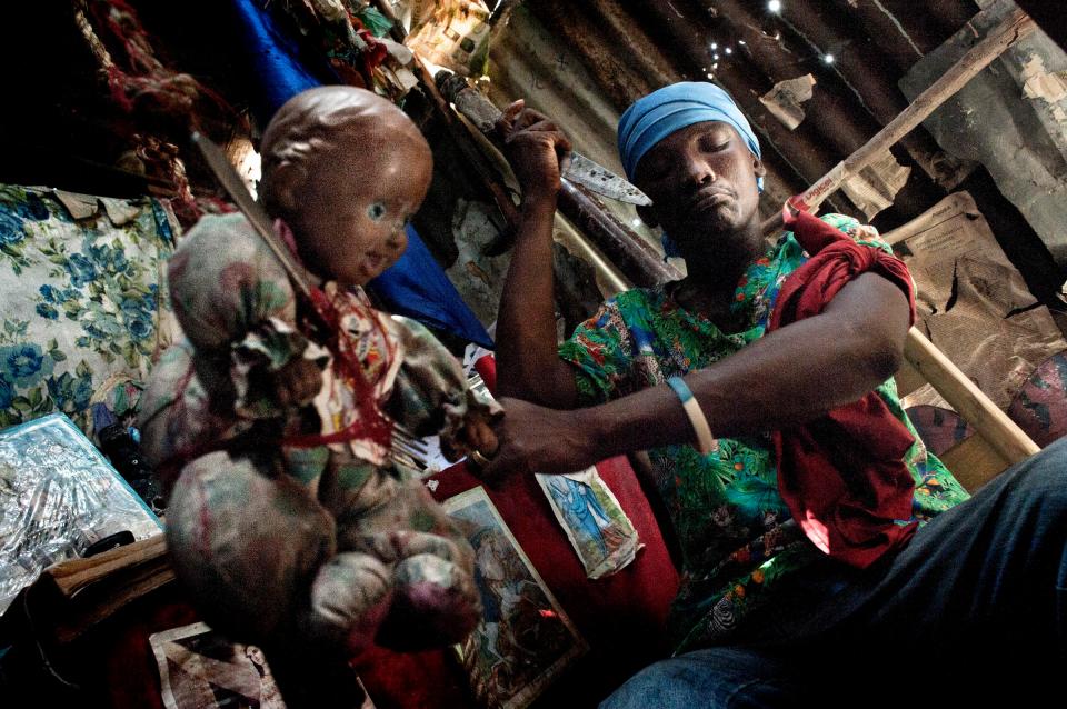  The "Hounfort", the small temple of Voodoo Renè, a young Voodoo priest Renè who is 22 years old