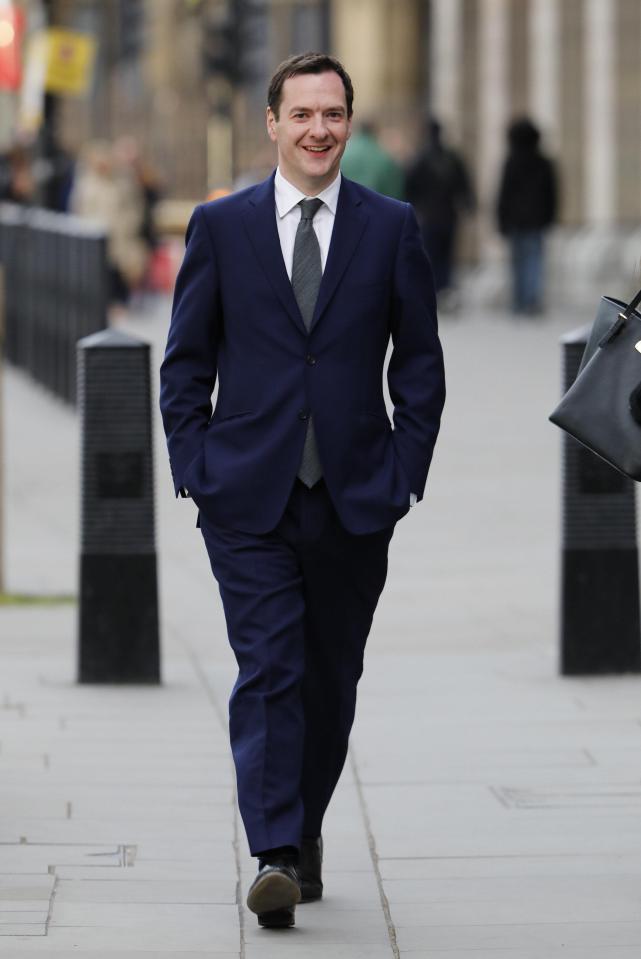  Mr Osborne was seen smiling near Westminster yesterday