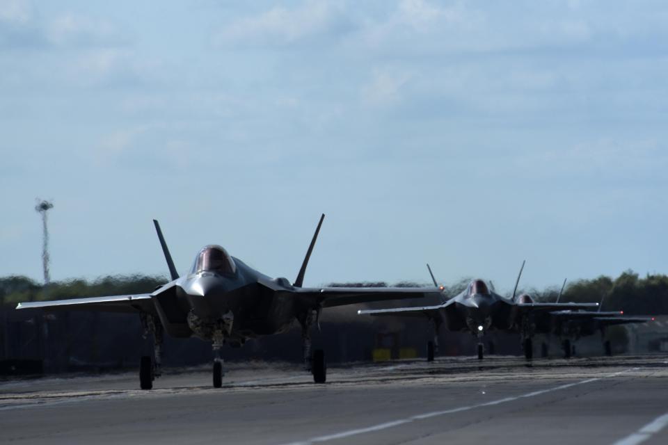  The fearsome F-35A has been pictured at RAF Lakenheath after they arrived in the UK at the weekend