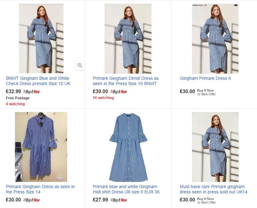  The dress, which had an RRP of £15, is now being flogged on eBay for around £30