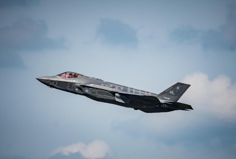  One of the supersonic jets was pictured taking off into the Suffolk sky