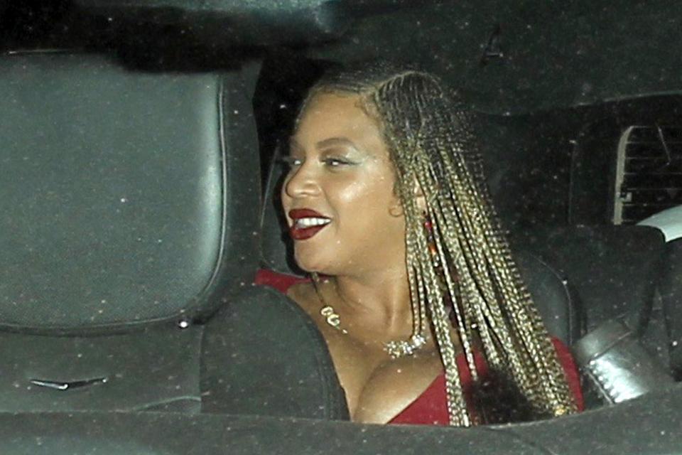  Pregnant Beyonce sizzled in a red dress as she partied in Hollywood