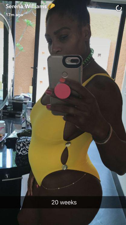  This was the photo Serena Williams shared on her Snapchat account, which she titled '20 weeks'