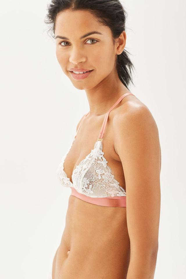  Including elegant balcony bras in a satin finish, delicate lace bralets the range doesn't scrimp on style.Pictured: bra, £20