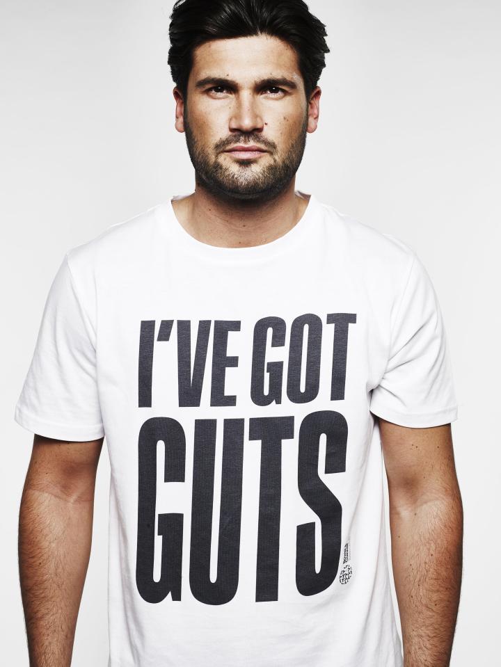  Dan Edgar wears one of the t-shirts, which are being sold online for £19