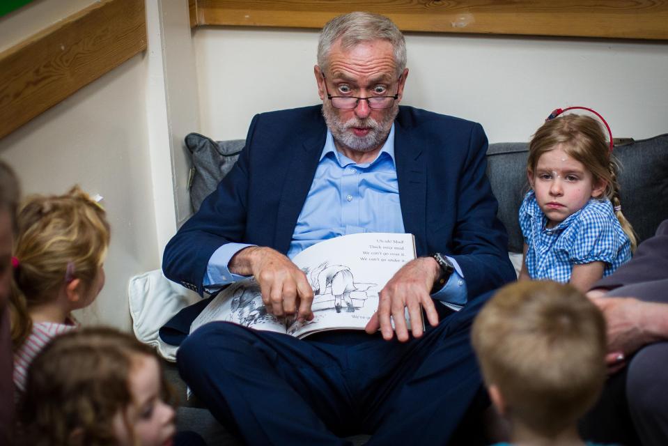  Jeremy Corbyn pulled some bizarre faces as he read to school children today