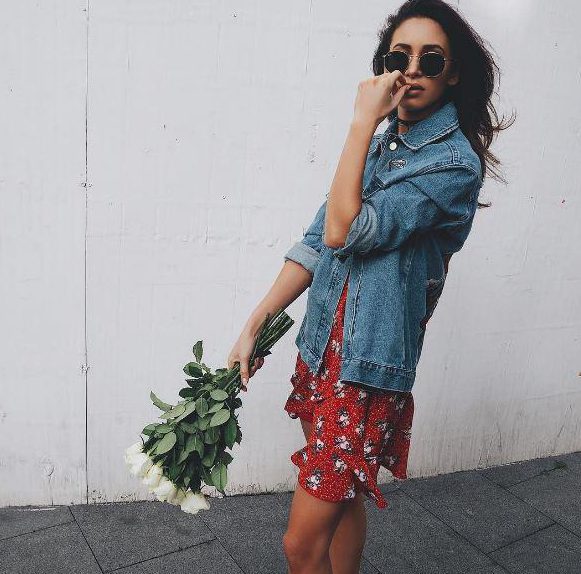  Popular fashion blogger Danielle Peazer updated a shot of the dress styled with a denim jacket