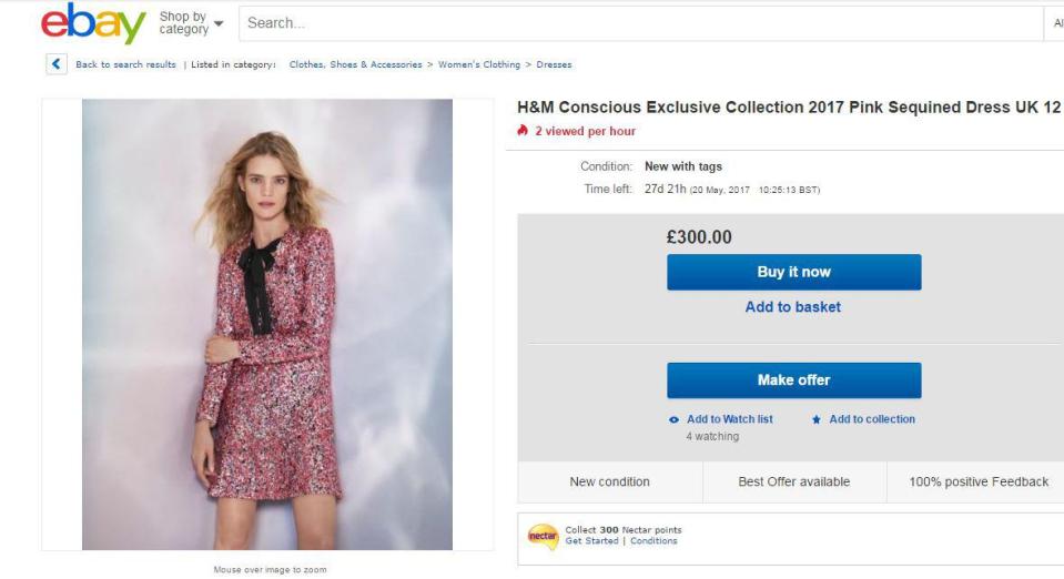 The dress has already hit eBay, having sold out on the H&M site