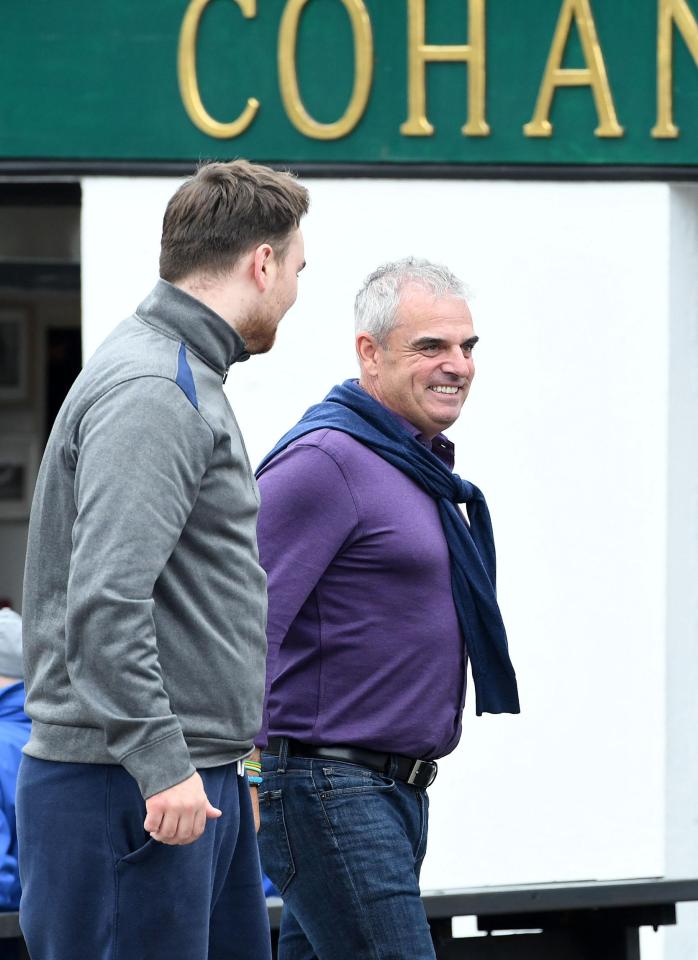  Golfer Paul McGinley, purple sweater, was pictured enjoying a drink in town before the star-studded ceremony