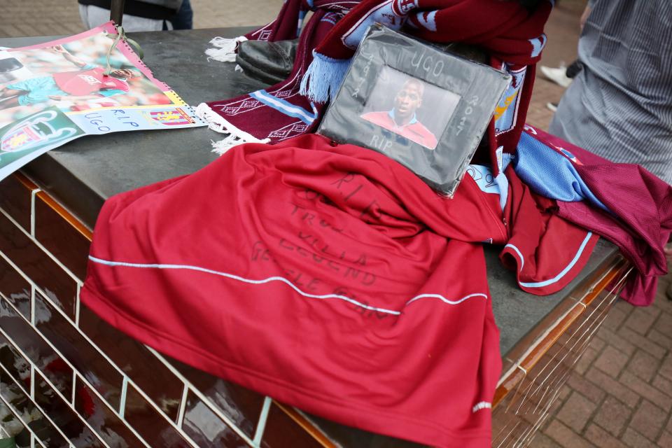 Fans left old Ehiogu jerseys and flowers outside Villa Park on Sunday morning