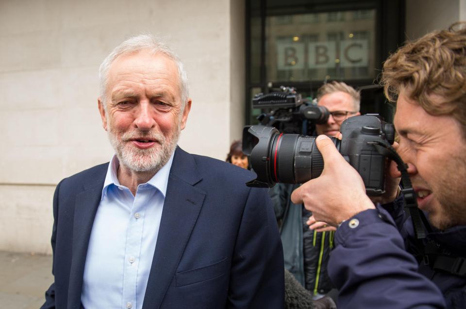  Mr Corbyn pictured leaving the BBC studios after his interviewwith Andrew Marr