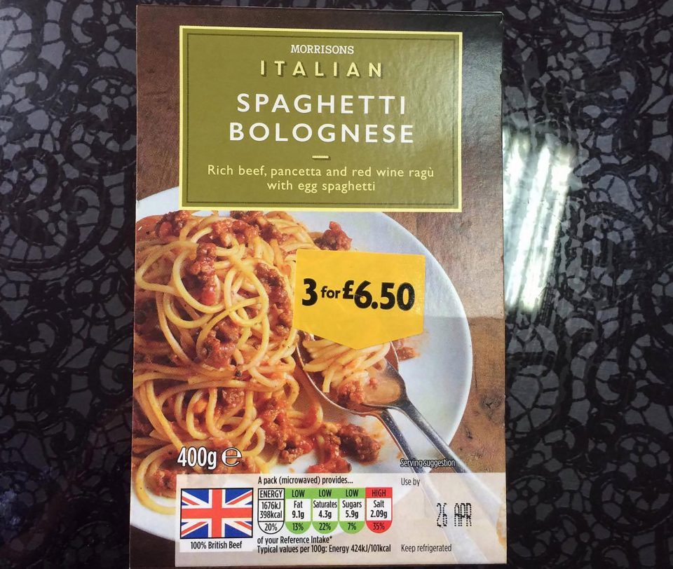  Leah said she bought the spaghetti Bolognese ready meal from a Morrisons store for her lunch