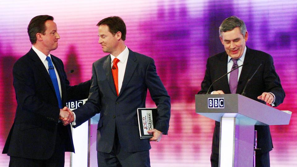  David Cameron, Nick Clegg and Gordon Brown in the 2010 debate