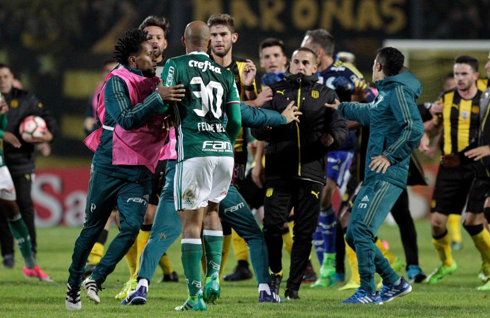  The angry scenes followed Palmeiras' 3-2 victory in Penarol