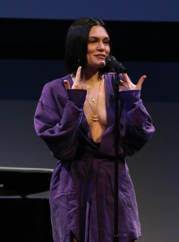  Daring Jessie was wearing a very low-cut dress while performing in LA