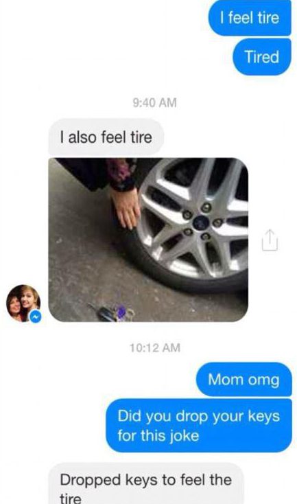  This mum went to a lot of effort for a quick text joke and even dropped her keys as a result