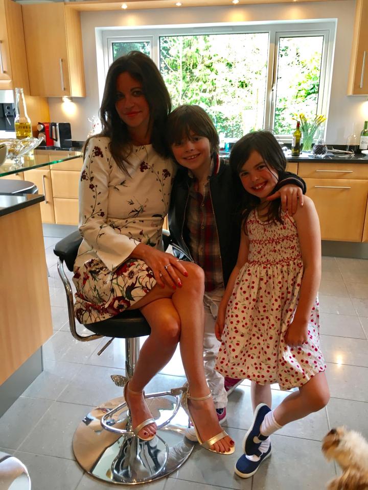  Deborah with her kids, Hugo, nine and seven-year-old Eloise at Easter, just two days after surgery