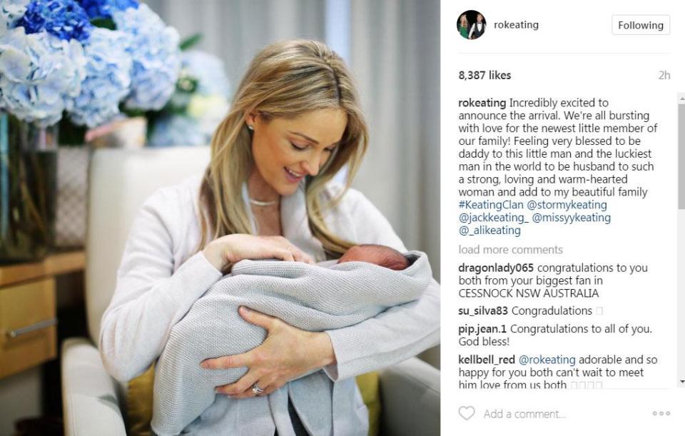  The Boyzone star announced that his wife Storm had given birth to a boy on Instagram on Thursday