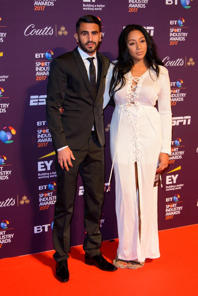 Riyad Mahrez and wife Rita Johal at the BT Sport Industry Awards