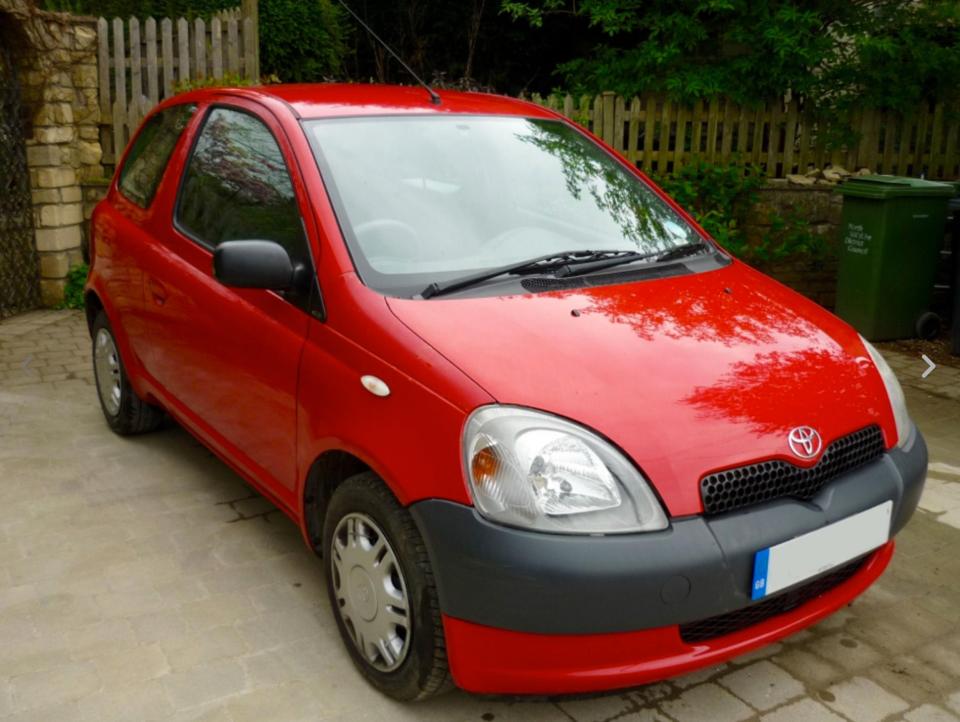  The 20-year-old has put this old Toyota Yaris up for sale for £350 on eBay