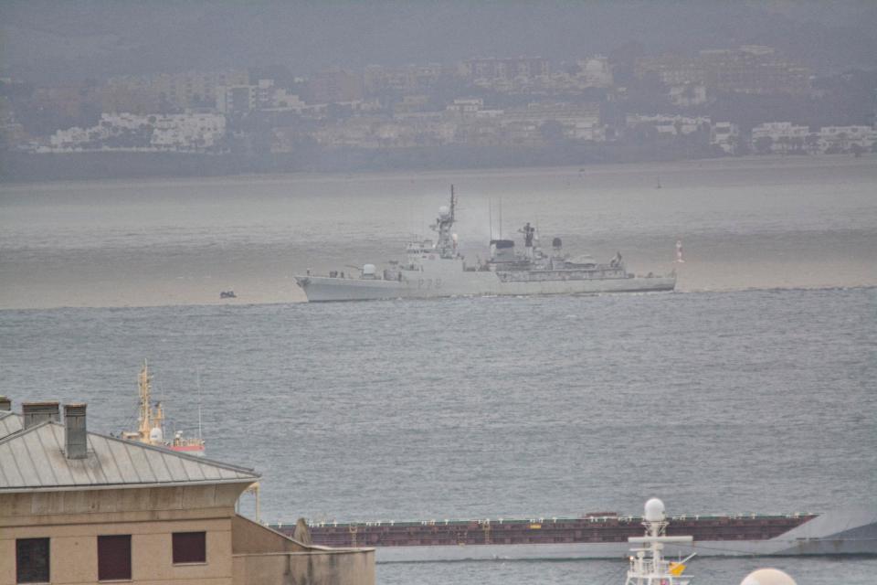 The warship was chased off by the Royal Navy, the Foreign Office confirmed 